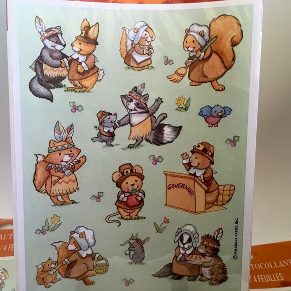 NOS 3 Pkgs of HALLMARK THANKSGIVING Animal Friends Stickers - Picture 2 of 3